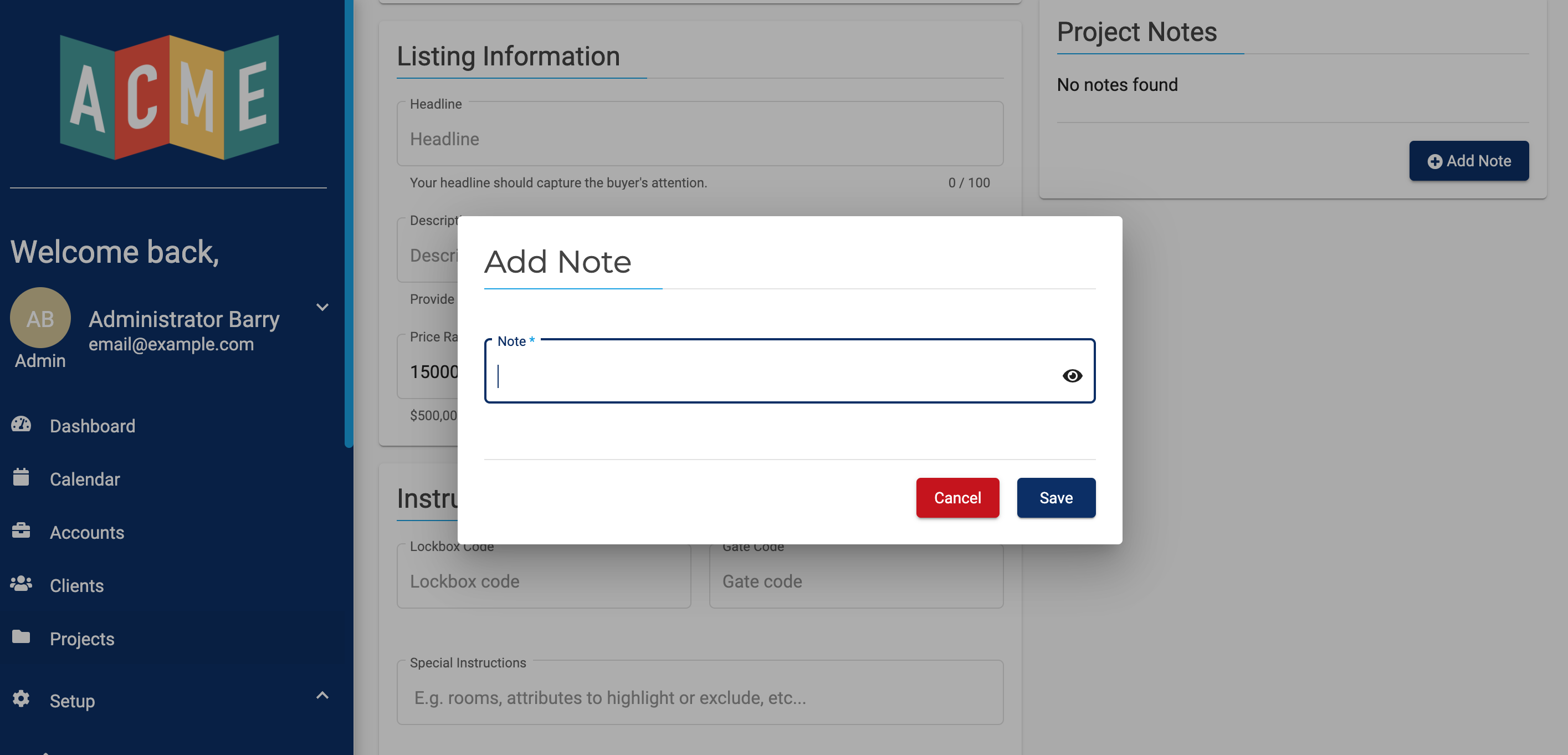 Adding notes and instructions in Full Frame Systems